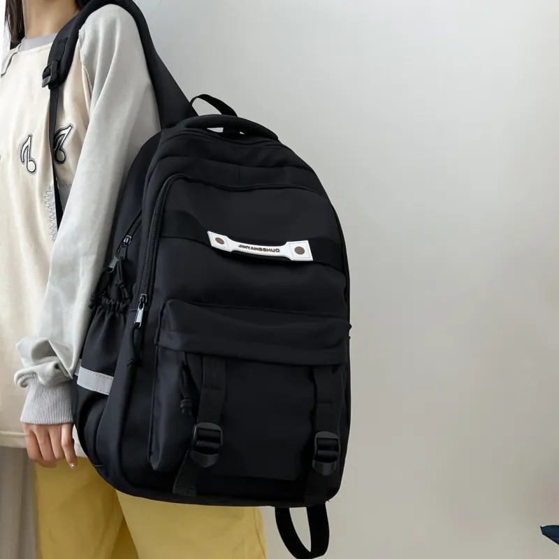 OURFUN Nylon Fabric Backpack Regular Unisex Light Gray/Dark Gray/Black/Dark Brown-11