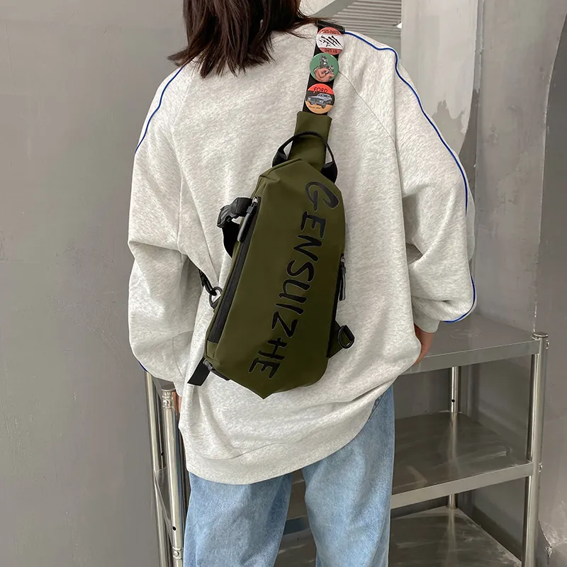 OURFUN Canvas Sling Bag Regular Unisex White/Gray/Black/Army Green-10