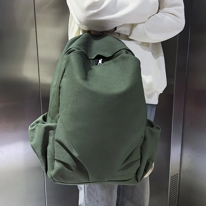 OURFUN Nylon Backpack Unisex Black/Watermelon Red/Purple/Khaki/Green-9