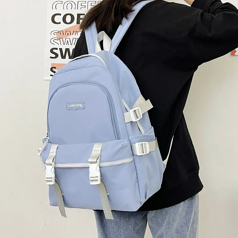 OURFUN Nylon Backpack Unisex White/Black/Pink/Blue-15