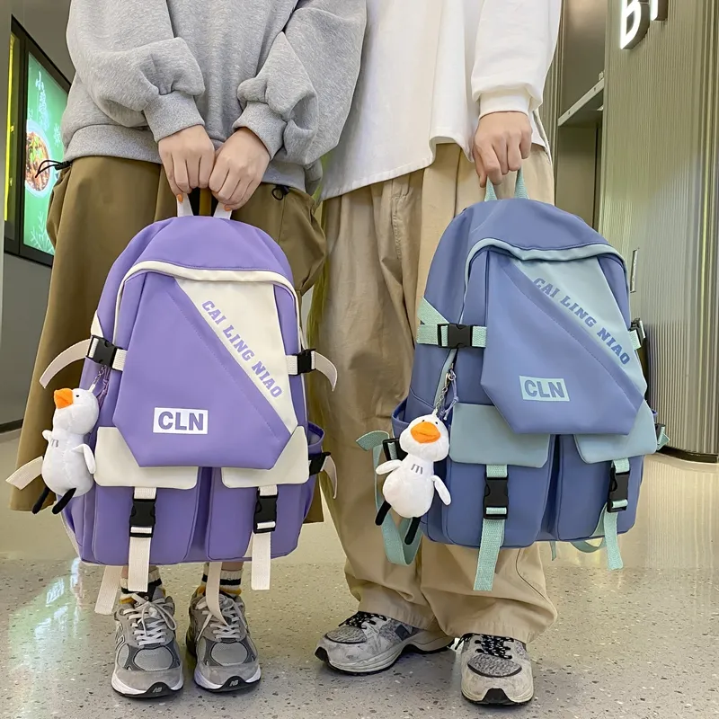 OURFUN Nylon Backpack Unisex Black/Burgundy/Violet/Green/Blue-3