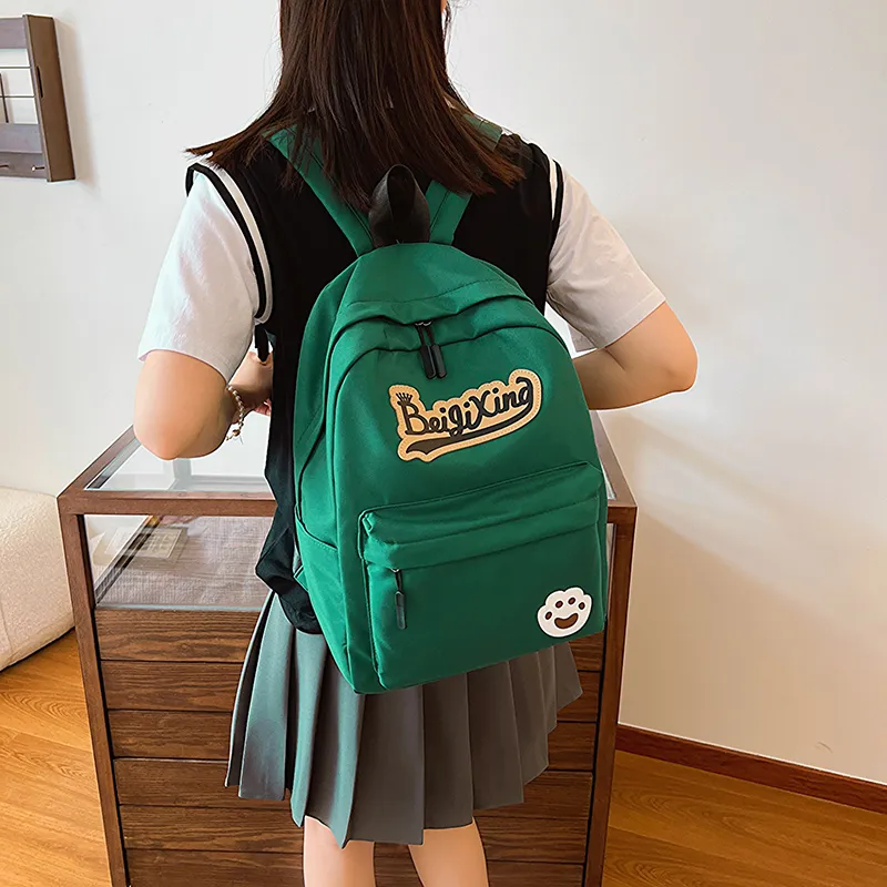 OURFUN Nylon Fabric Backpack Unisex Ecru/Black/Pink/Burgundy/Light Yellow/Orange/Light Green/Jasper-3