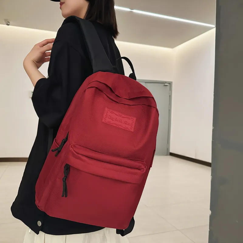 OURFUN Nylon Backpack Unisex Light Gray/Black/Red/Green/Light Blue/Dark Blue-7
