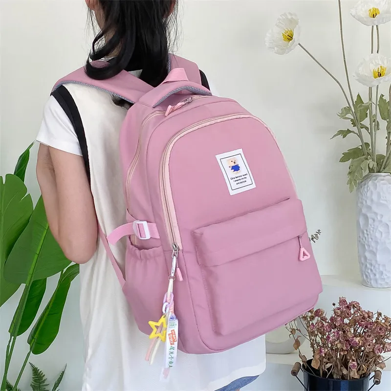 OURFUN Nylon Backpack Unisex Black/Pink/Watermelon Red/Green/Blue-6