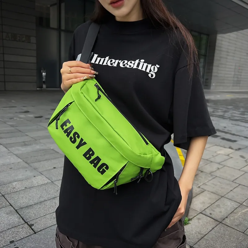 OURFUN Nylon Fabric Sling Bag Unisex White/Black/Green/Blue-5