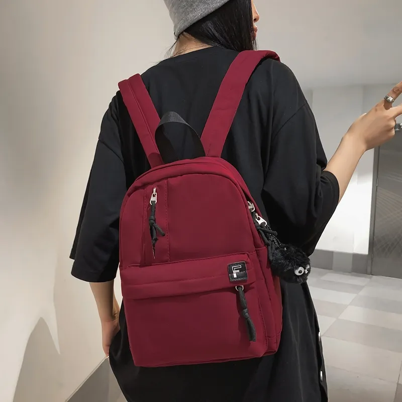 OURFUN Nylon Backpack Unisex White/Black/Pink/Burgundy/Light Green-9