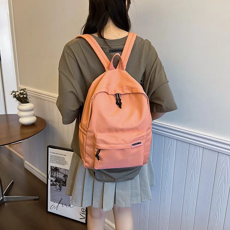 OURFUN Fabric Backpack Regular Unisex Ecru/Black/Orange Red/Violet/Yellow/Green/Blue/Pink-16