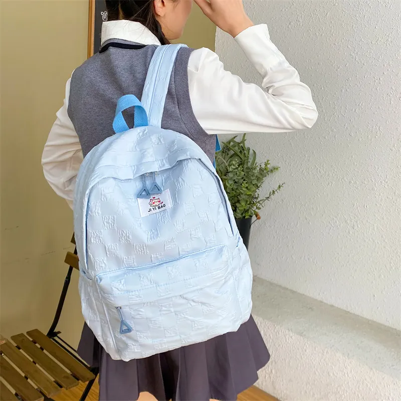 OURFUN Nylon Backpack Regular Unisex Ecru/Black/Blue/Pink/Brown-7