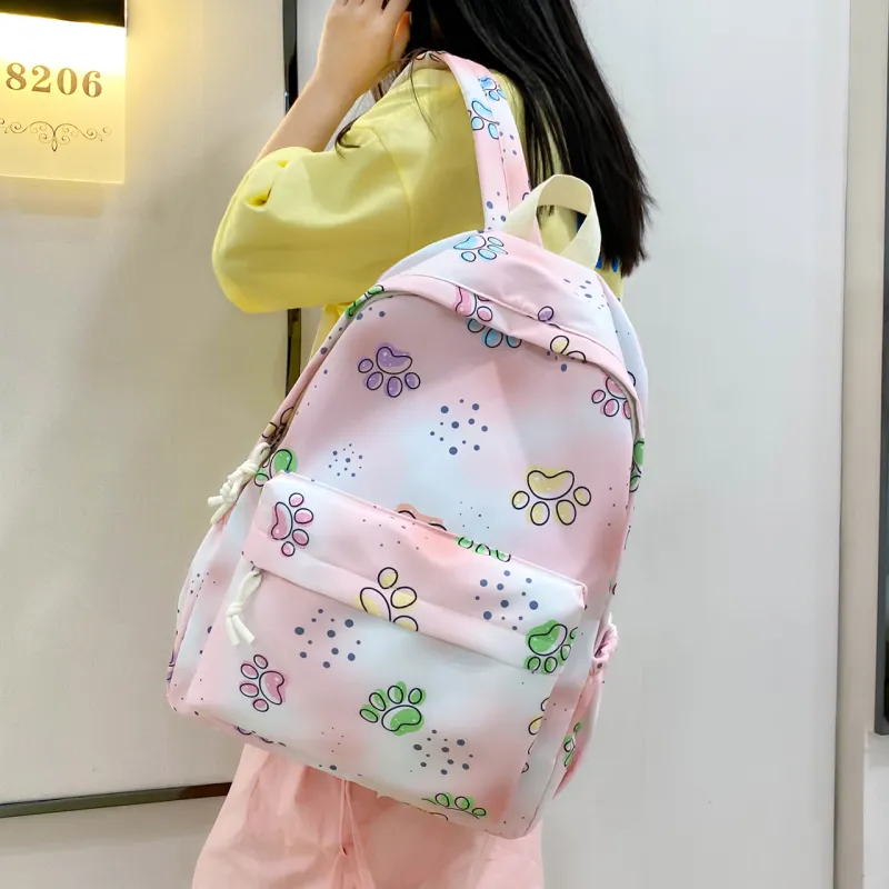 OURFUN Nylon Backpack Large Size Women's Purple/Pink/Yellow-6