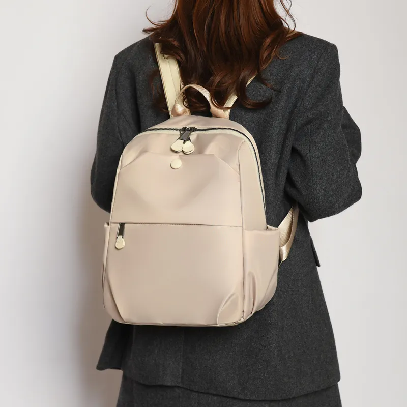 OURFUN Nylon Backpack Women's Ecru/Black/Purple/Khaki-2