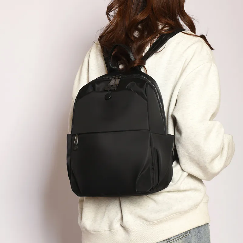 OURFUN Nylon Backpack Women's Ecru/Black/Purple/Khaki-5