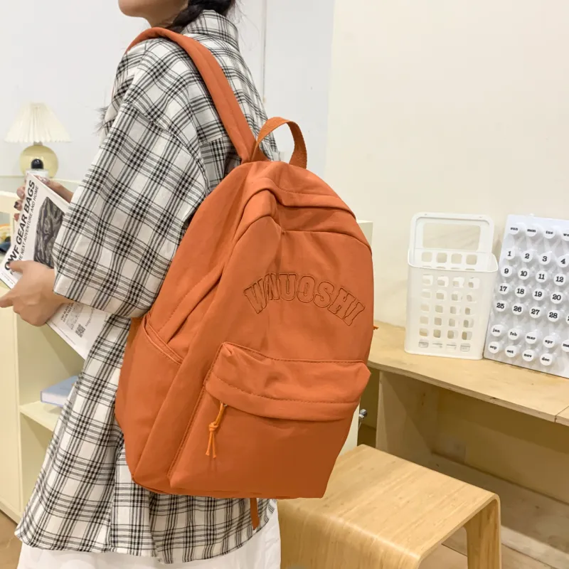 OURFUN Nylon Backpack Unisex White/Black/Orange Red/Red/Green-6