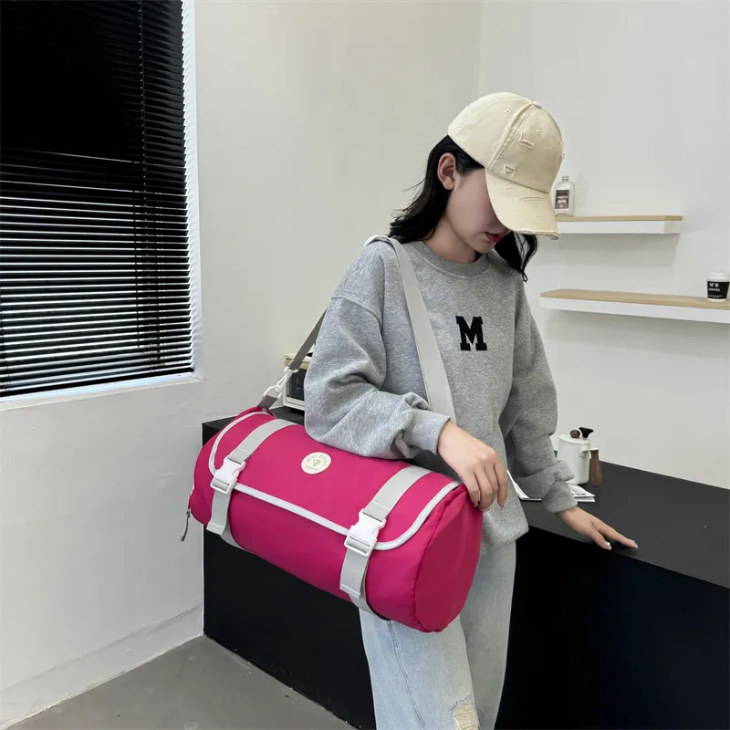 OURFUN Oxford Gym Bag Large Size Unisex Black/Rose Red/Purple/Orange/Blue/Pink-4