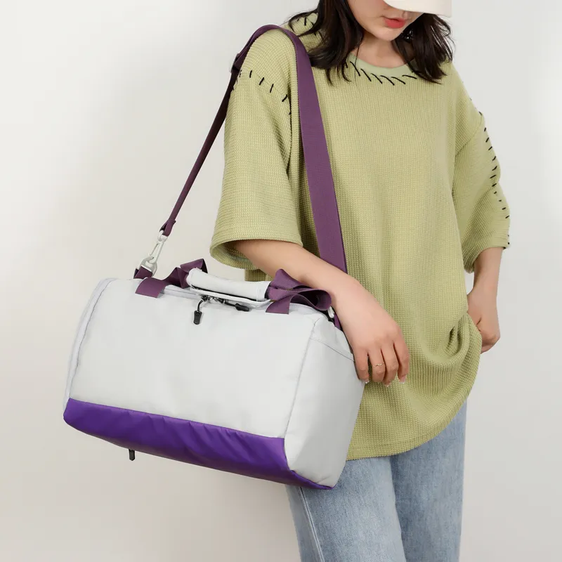 OURFUN Oxford Gym Bag Large Size Unisex Black/Purple/Blue-4