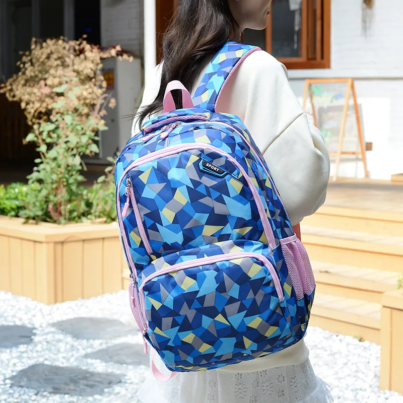 OURFUN Nylon Fabric Backpack Unisex Red/Purple/Blue Pink-4