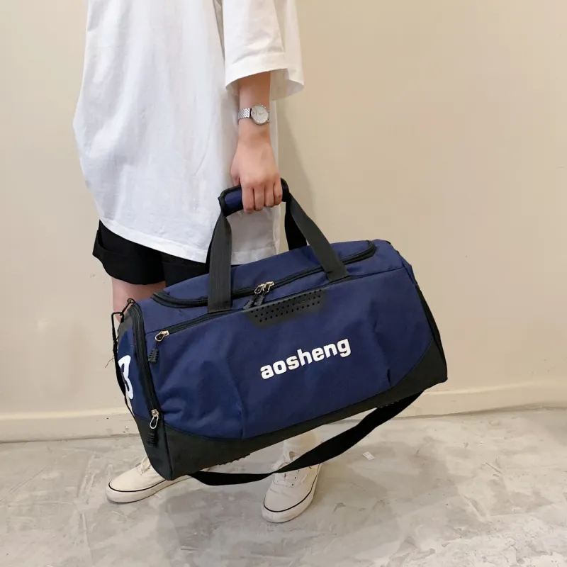 OURFUN Canvas Gym Bag Unisex Gray/Black/Burgundy/Royal Blue-11