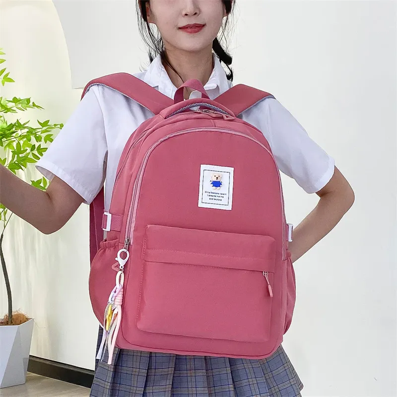 OURFUN Nylon Backpack Unisex Black/Pink/Watermelon Red/Green/Blue-14