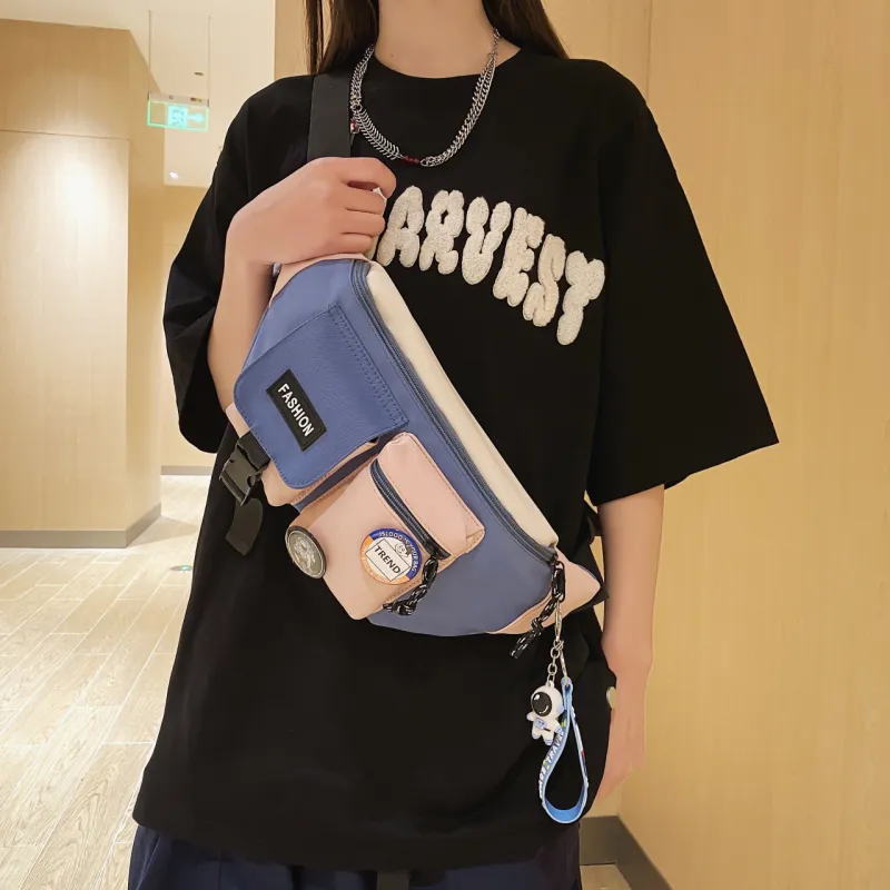 OURFUN Nylon Sling Bag Unisex Black/Green/Blue/Pink-7