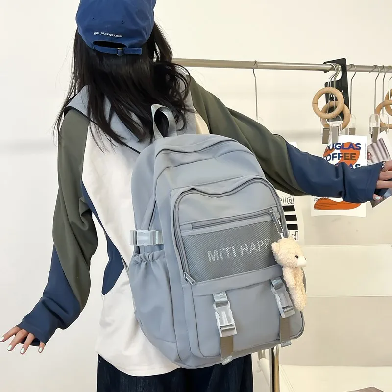 OURFUN Nylon Fabric Backpack Gray/Black/Green/Blue-1