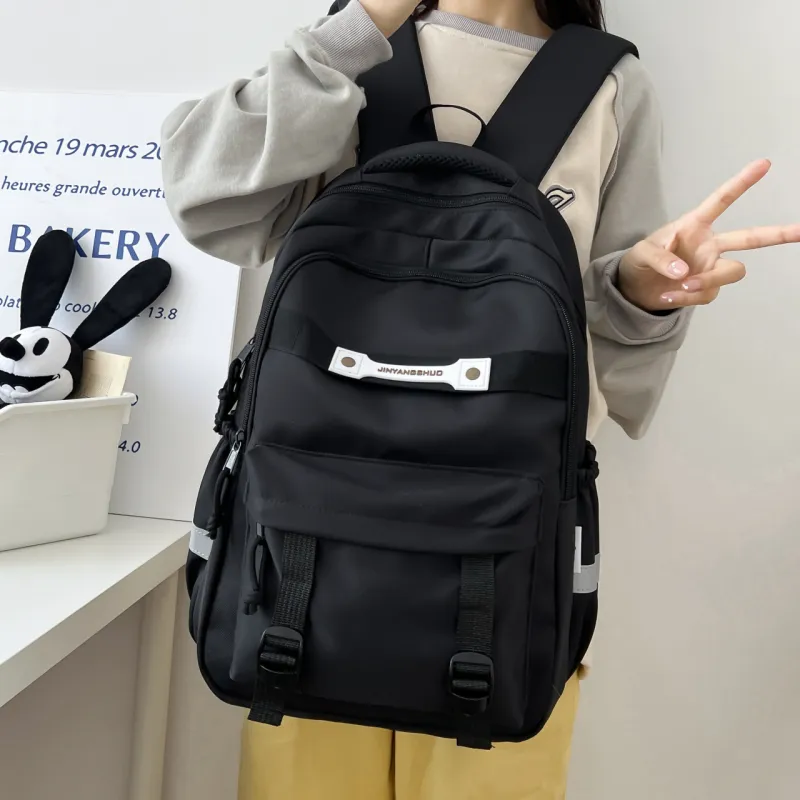 OURFUN Nylon Fabric Backpack Regular Unisex Light Gray/Dark Gray/Black/Dark Brown-13