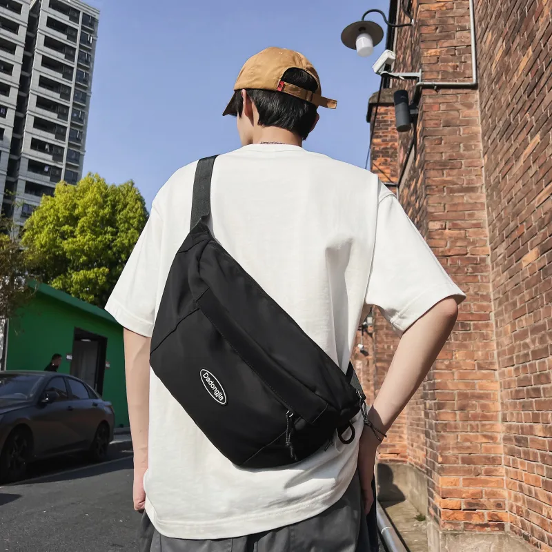 OURFUN Nylon Sling Bag Regular Unisex White/Black/Yellow/Orange-5