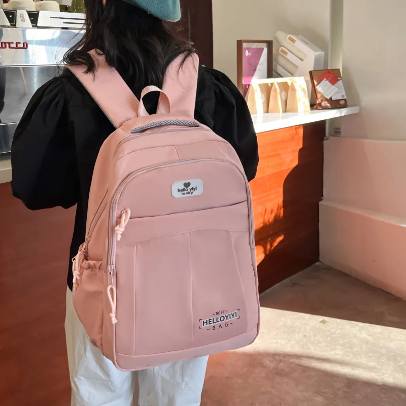 OURFUN Nylon Fabric Backpack Unisex Multicolor-5