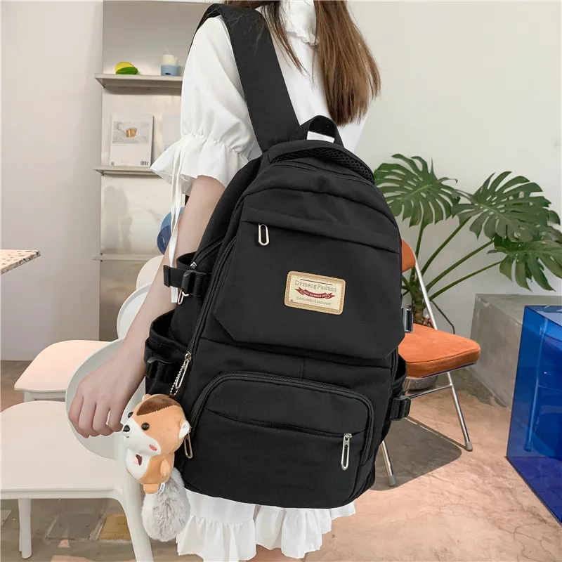OURFUN Nylon Backpack Unisex Black/Watermelon Red/Burgundy/Blue-1