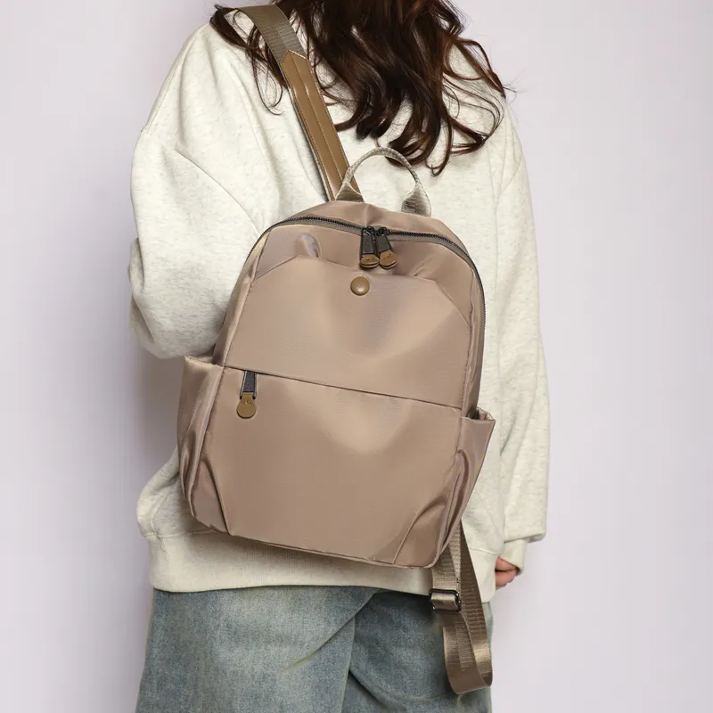 OURFUN Nylon Backpack Women's Ecru/Black/Purple/Khaki-11