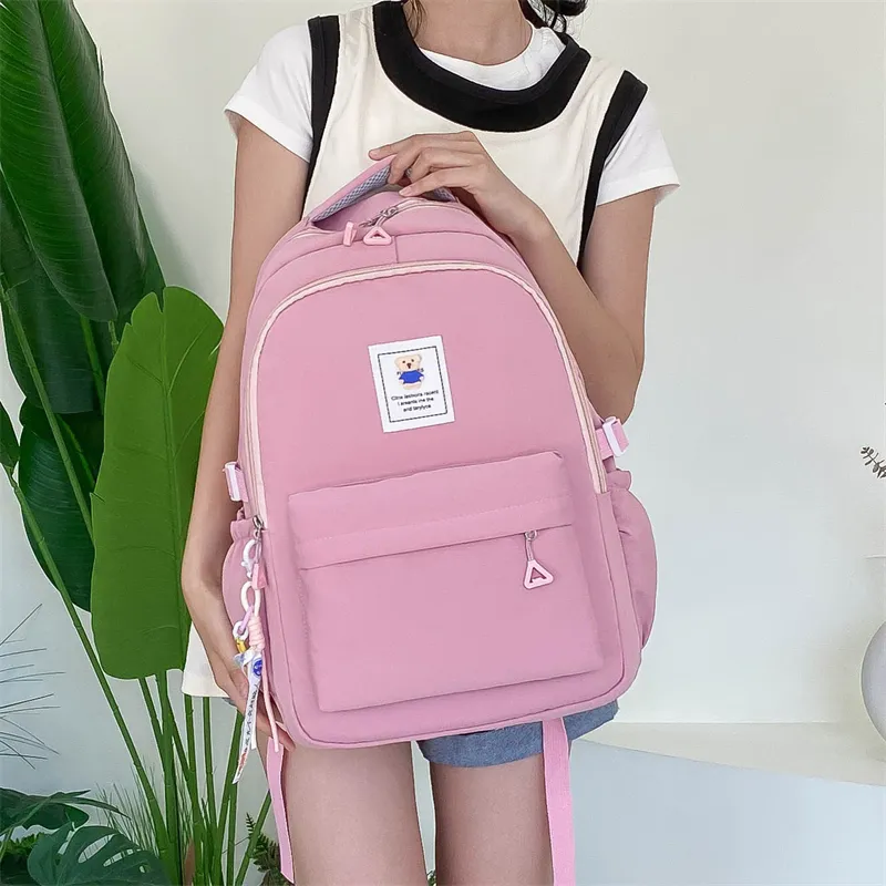 OURFUN Nylon Backpack Unisex Black/Pink/Watermelon Red/Green/Blue-8