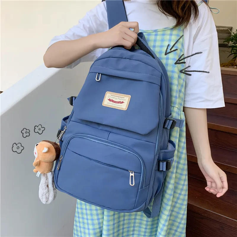OURFUN Nylon Backpack Unisex Black/Watermelon Red/Burgundy/Blue-7