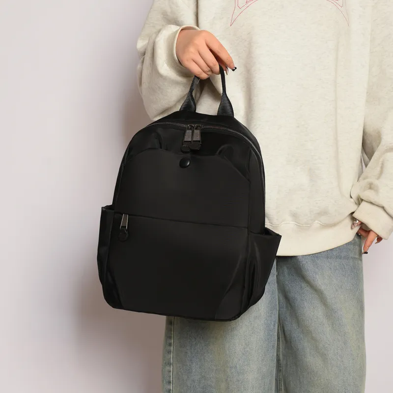 OURFUN Nylon Backpack Women's Ecru/Black/Purple/Khaki-4