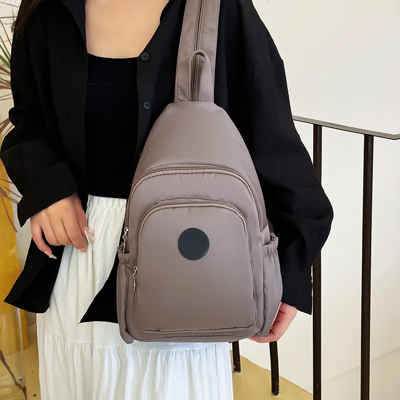 OURFUN Nylon Fabric Backpack Regular Unisex Mudra Color/Black/Khaki-8
