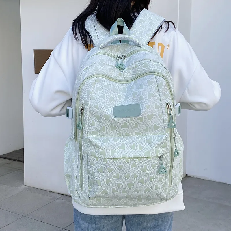 OURFUN Nylon Backpack Unisex Gray/Yellow/Green/Blue/Pink-7