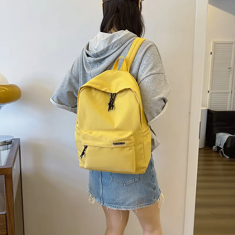 OURFUN Fabric Backpack Regular Unisex Ecru/Black/Orange Red/Violet/Yellow/Green/Blue/Pink-28