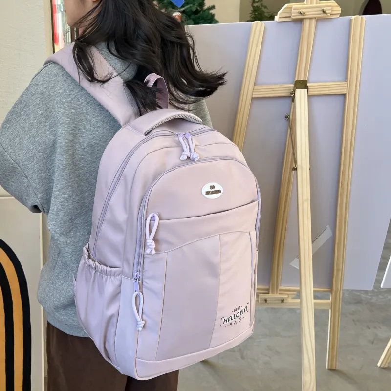 OURFUN Nylon Fabric Backpack Unisex Multicolor-4