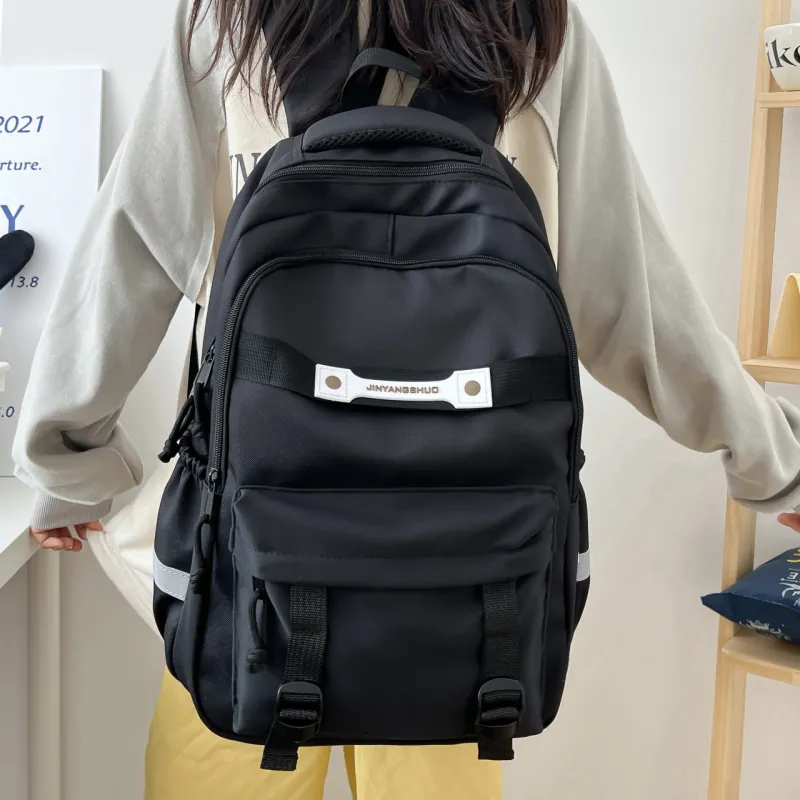OURFUN Nylon Fabric Backpack Regular Unisex Light Gray/Dark Gray/Black/Dark Brown-10