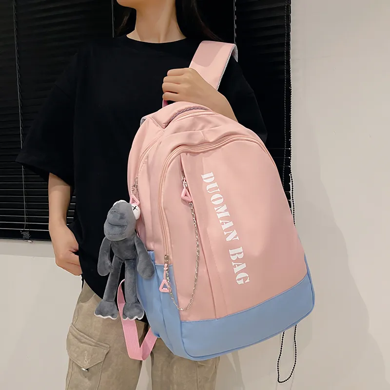 OURFUN Nylon Backpack Unisex White/Gray/Black/Blue/Pink-8