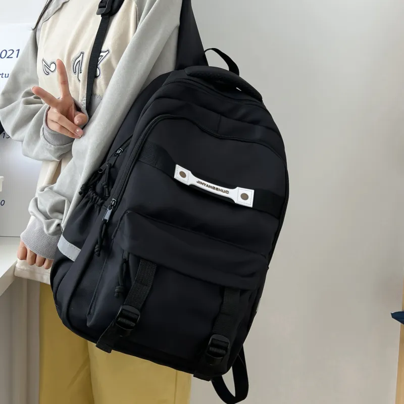 OURFUN Nylon Fabric Backpack Regular Unisex Light Gray/Dark Gray/Black/Dark Brown-12