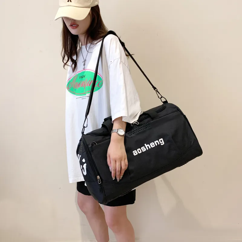 OURFUN Canvas Gym Bag Unisex Gray/Black/Burgundy/Royal Blue-5