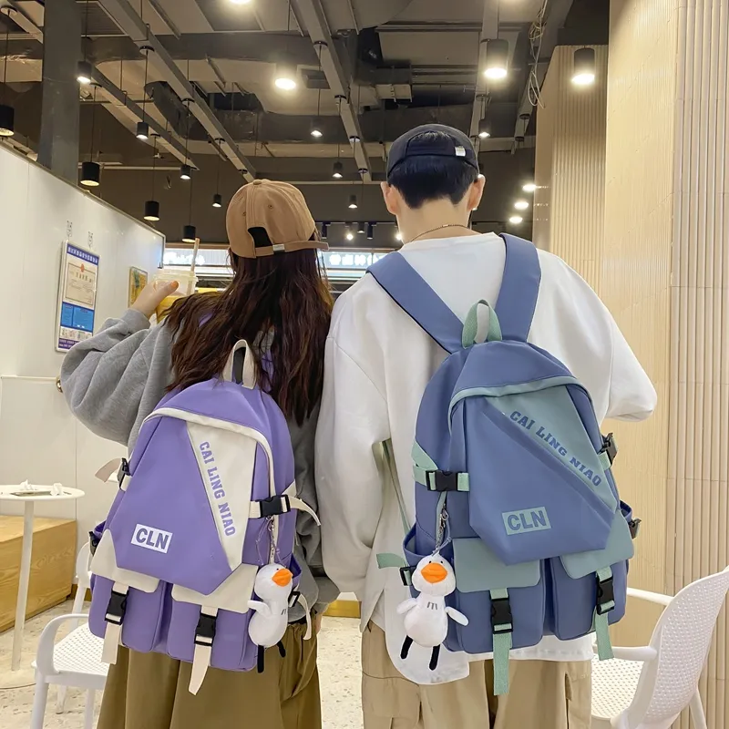 OURFUN Nylon Backpack Unisex Black/Burgundy/Violet/Green/Blue-4
