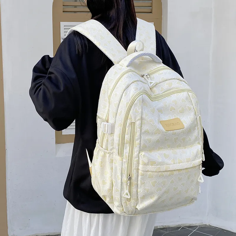 OURFUN Nylon Backpack Unisex Gray/Yellow/Green/Blue/Pink-4