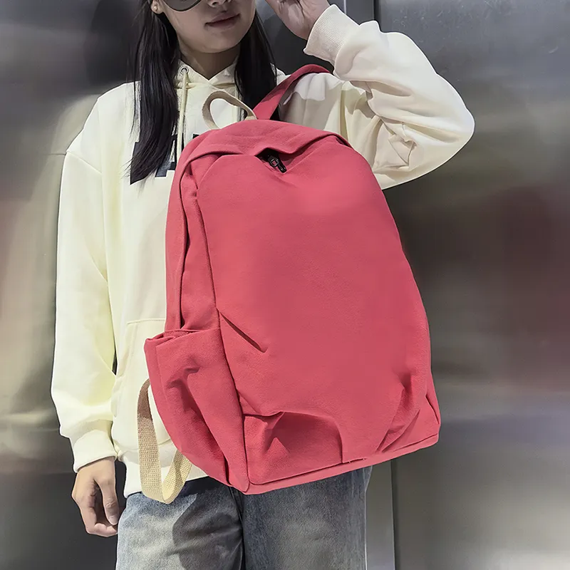 OURFUN Nylon Backpack Unisex Black/Watermelon Red/Purple/Khaki/Green-2