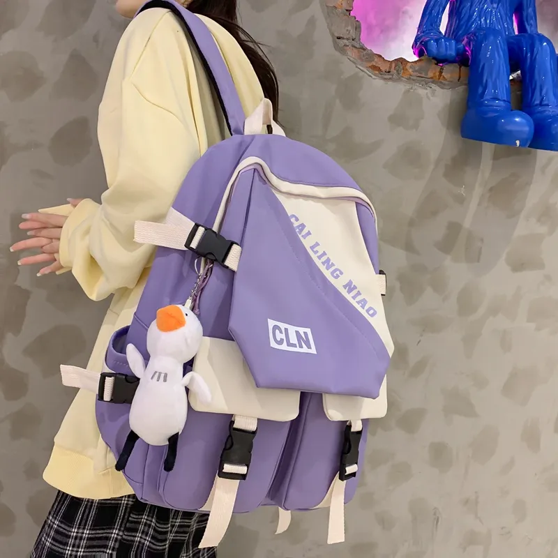 OURFUN Nylon Backpack Unisex Black/Burgundy/Violet/Green/Blue-6