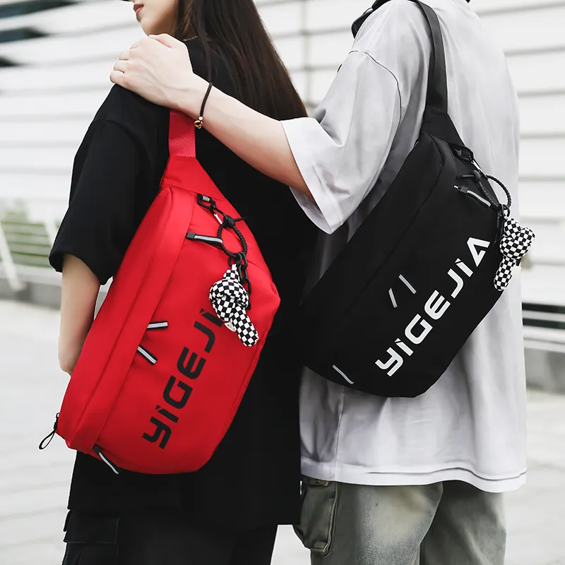 OURFUN Oxford Sling Bag Regular Unisex Dark Gray/Black/Red/Neon Green/Pink-4