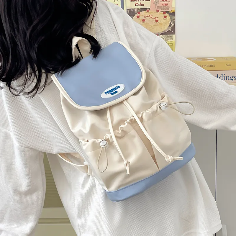 OURFUN Nylon Backpack Regular Women's Green/Blue/Pink-6