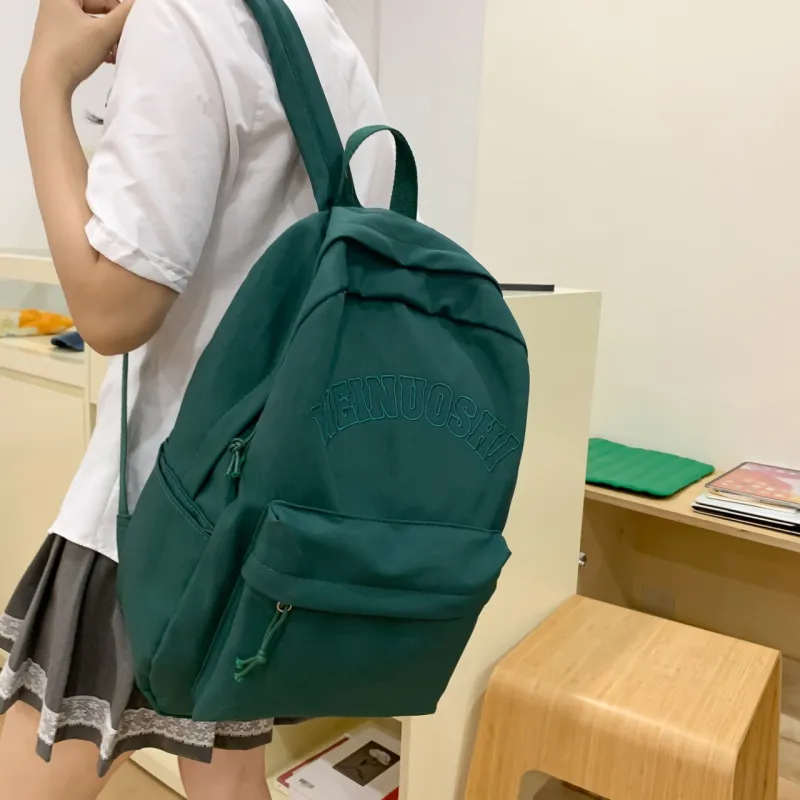 OURFUN Nylon Backpack Unisex White/Black/Orange Red/Red/Green-12