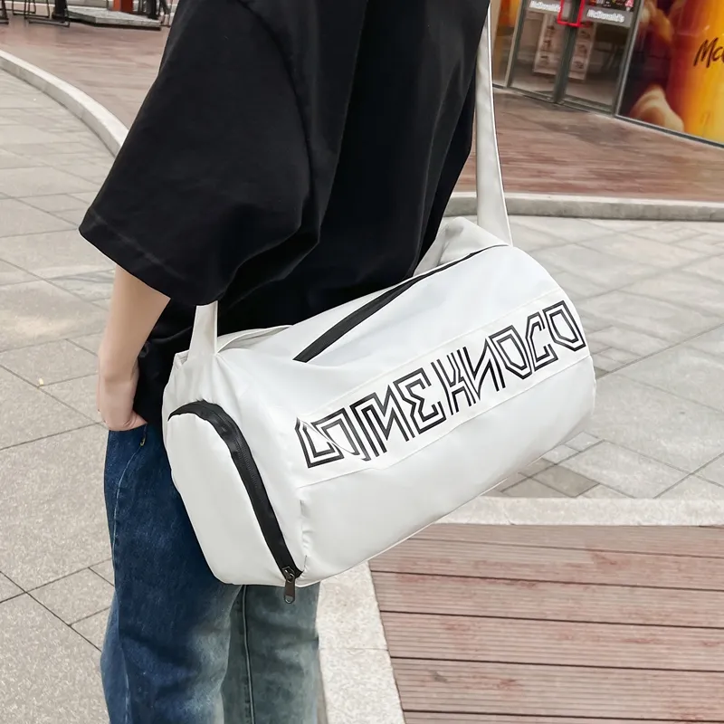 OURFUN Oxford Gym Bag Large Size Unisex White/Black/Green-2