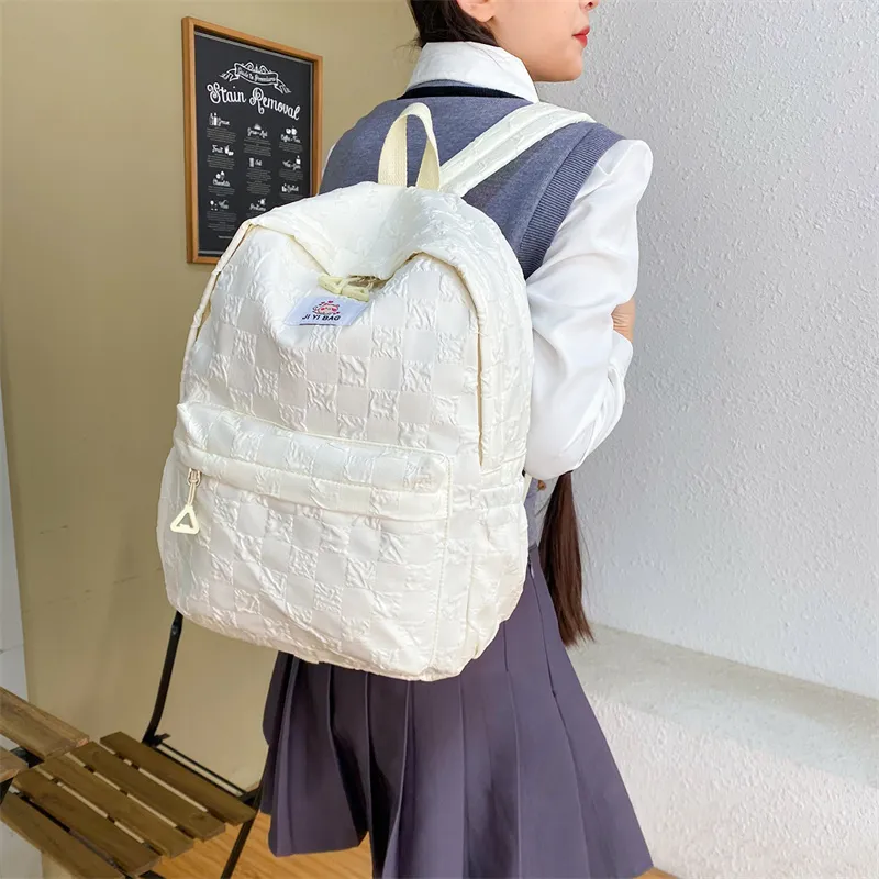 OURFUN Nylon Backpack Regular Unisex Ecru/Black/Blue/Pink/Brown-1