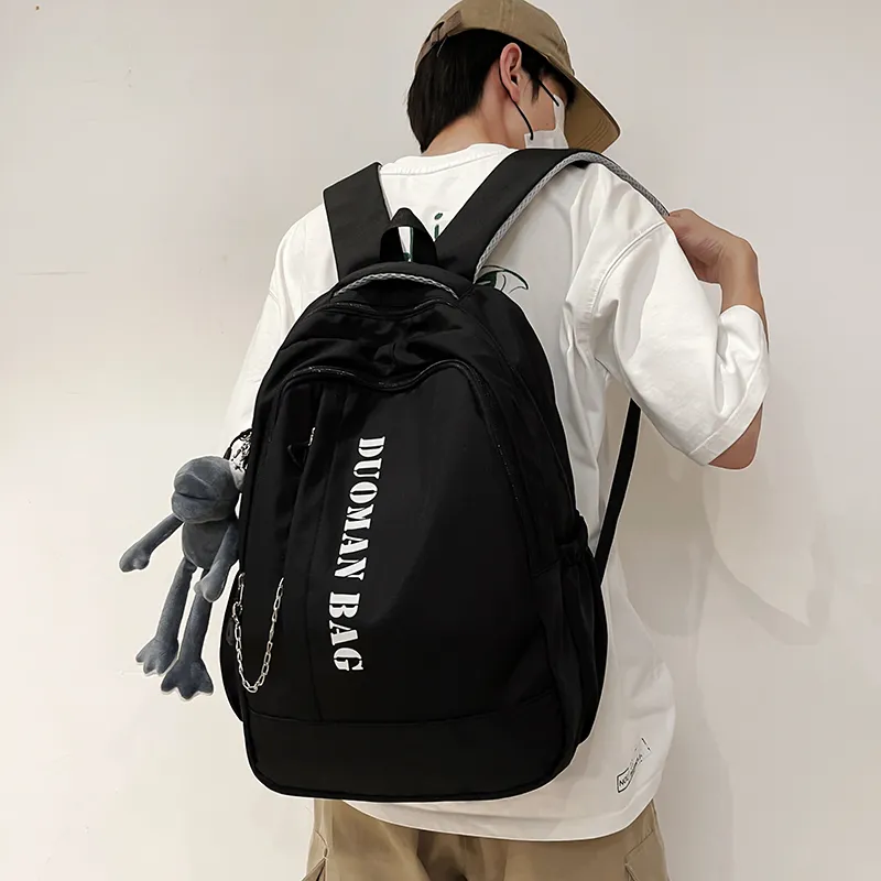 OURFUN Nylon Backpack Unisex White/Gray/Black/Blue/Pink-4
