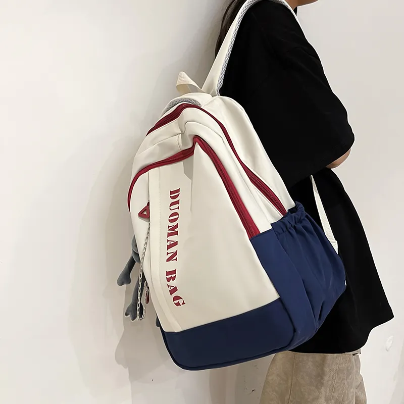 OURFUN Nylon Backpack Unisex White/Gray/Black/Blue/Pink-1